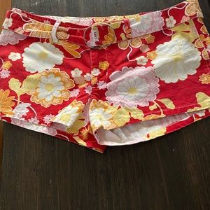 Abercrombie red floral shorts